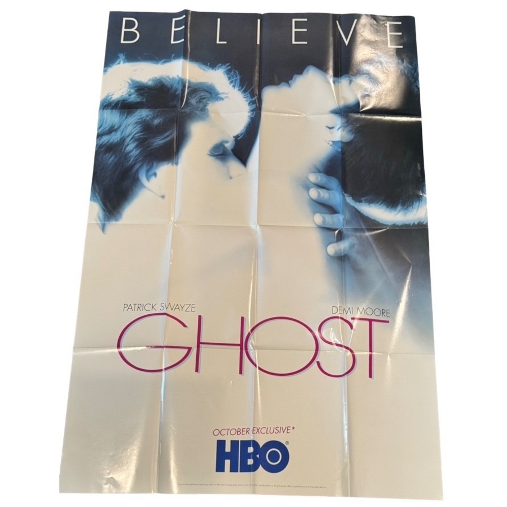 Vintage Ghost Movie Poster 1990 HBO Exclusive Patrick Swayze Demi Moore Believe